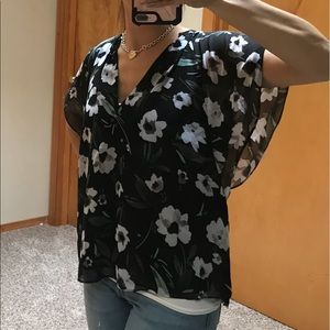 NWT Bebe black floral blouse